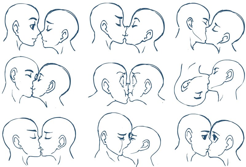 kissing couple drawing poses