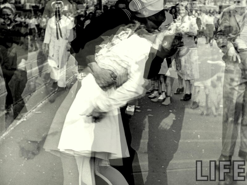 kissing in the street