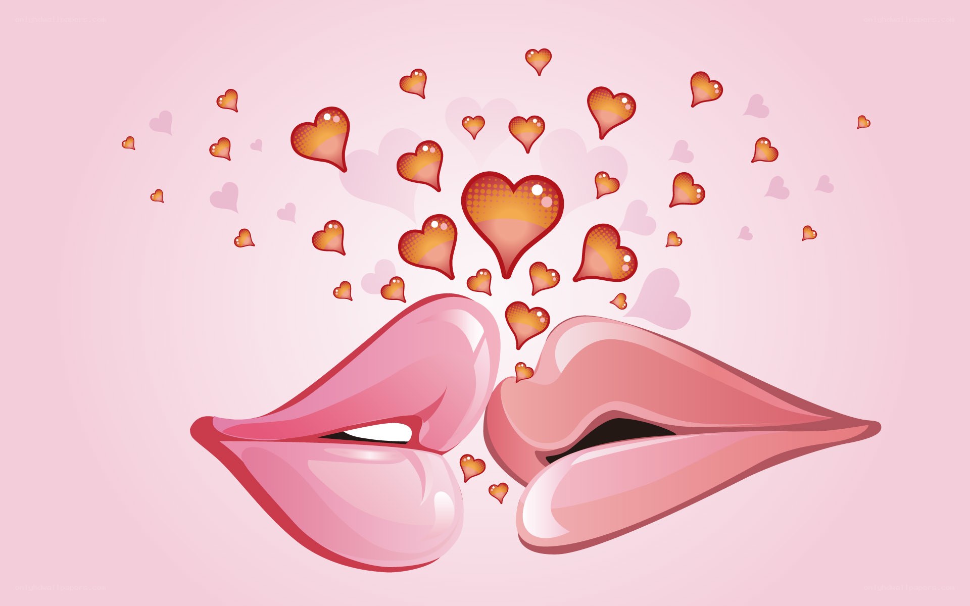 kissing lips with hearts