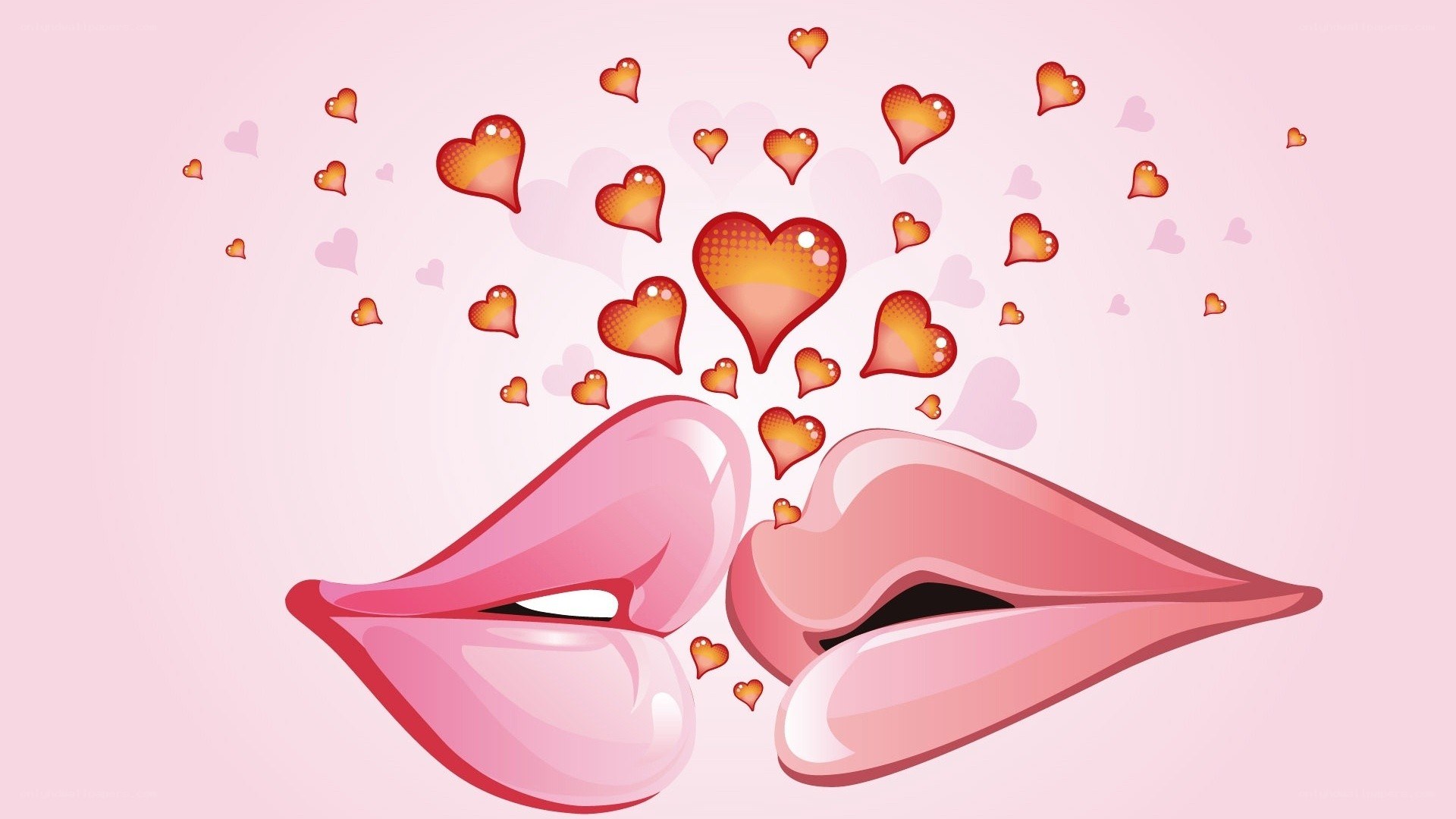 kissing lips with hearts