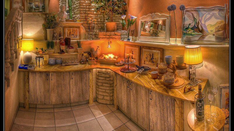 Kitchen Counter with Lamps