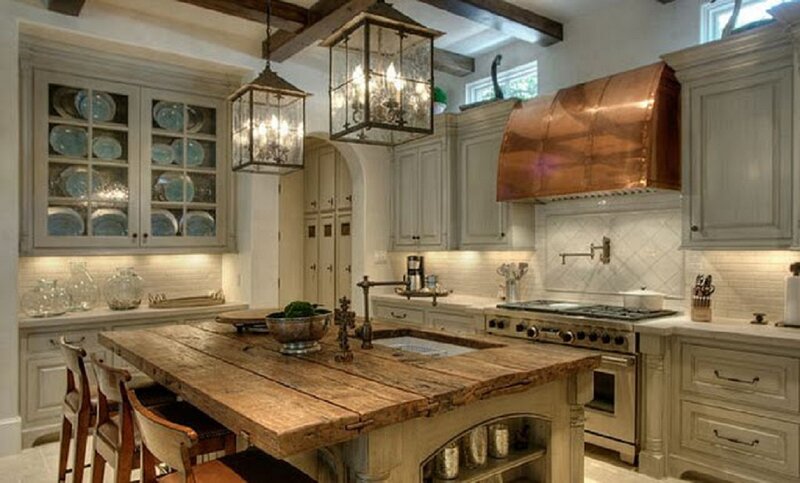 Kitchen Island with Copper Hood