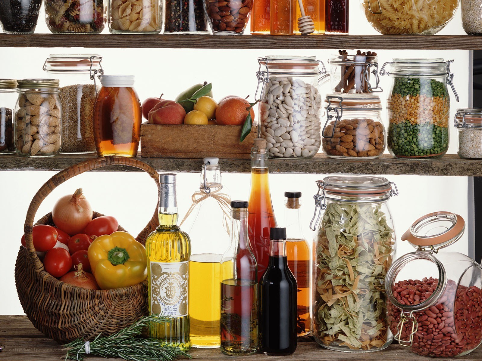 Kitchen pantry with food items