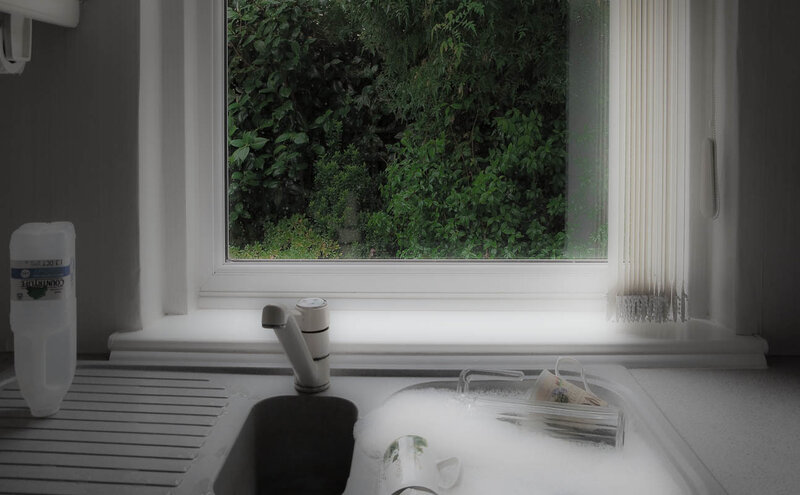 kitchen sink with window view