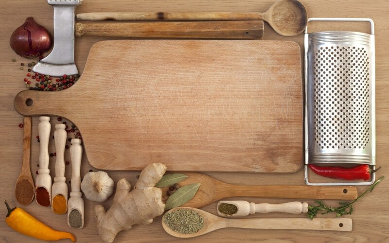 kitchen tools and ingredients