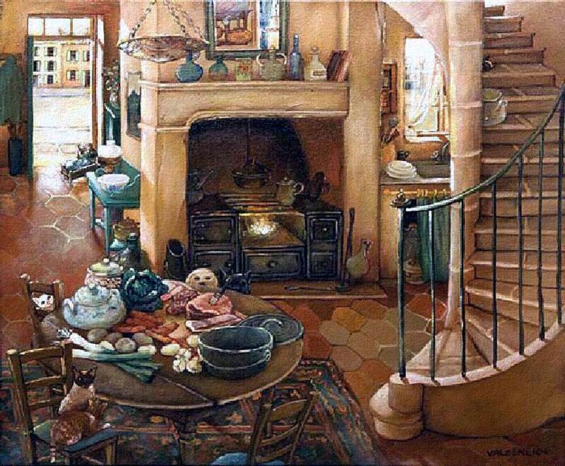 Kitchen with Cat and Table