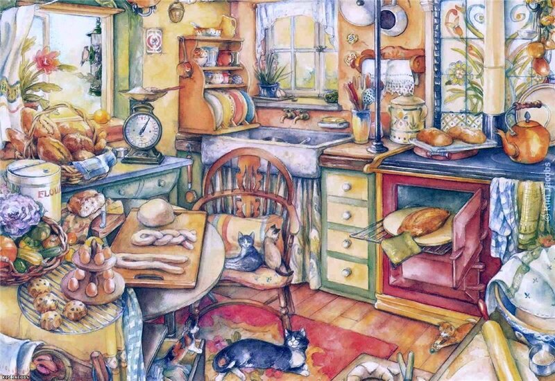 Kitchen with Cats