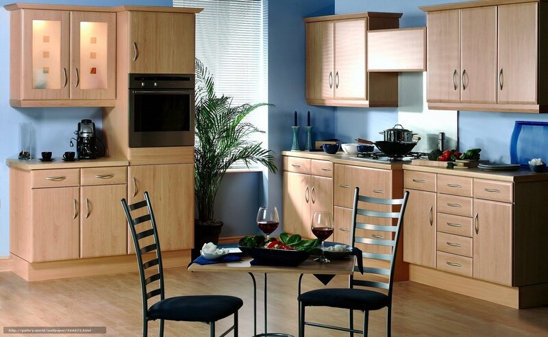 Kitchen with Dining Table — Blue