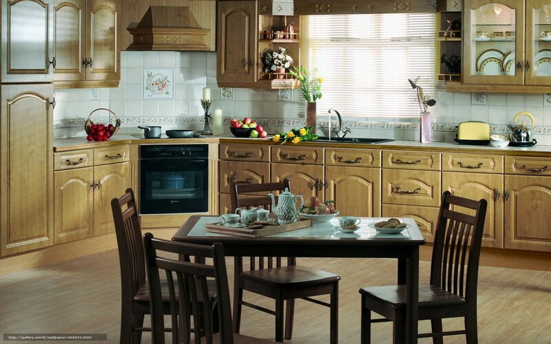 Kitchen with Dining Table — Brown