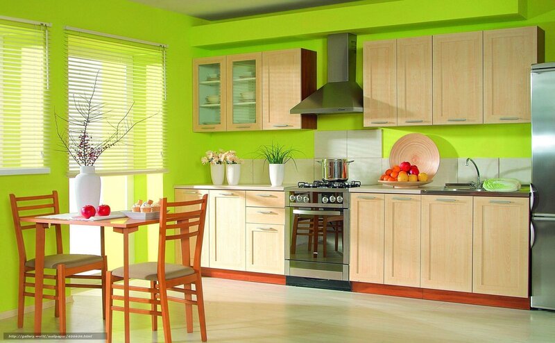 Kitchen with Dining Table — Green