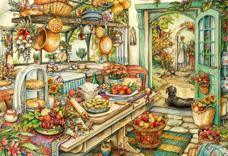 Kitchen with Fruit Basket