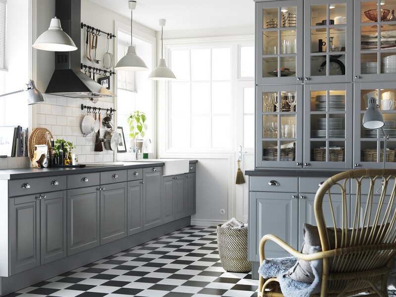 Kitchen with Gray Cabinets