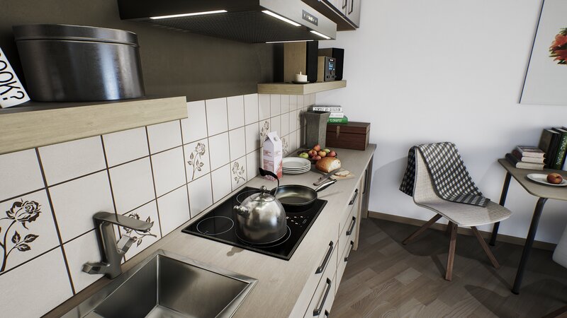 Kitchen with Induction Stove