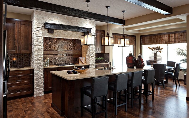 Kitchen with Island — Brown, Modern