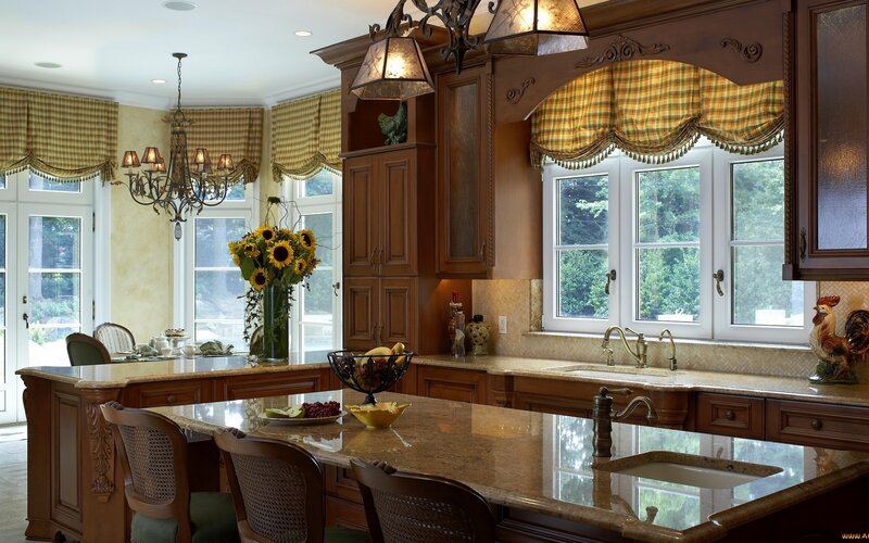 Kitchen with Island — Brown, Serene