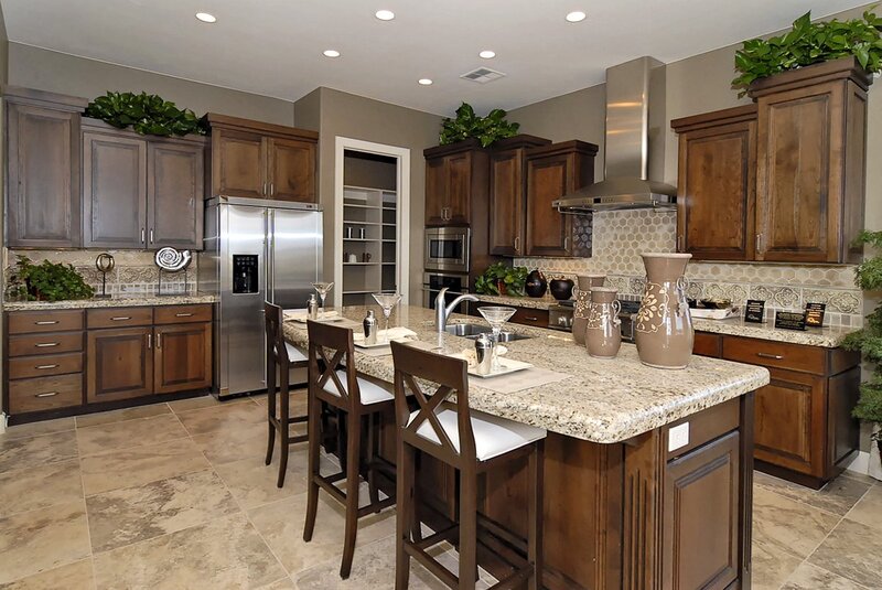 Kitchen with Island — Brown
