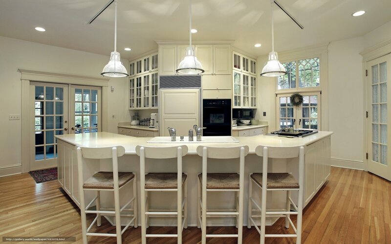 Kitchen with Island — White, Calm, Afternoon
