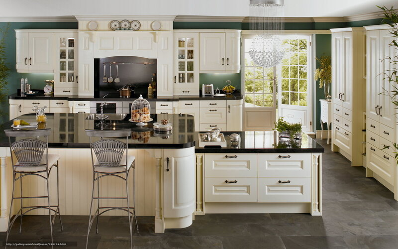 Kitchen with Island — White, Serene