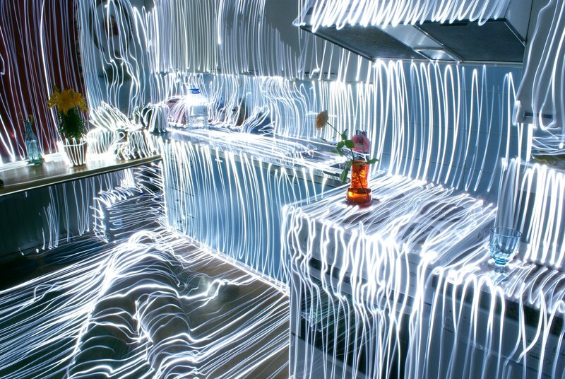 Kitchen with Light Trails