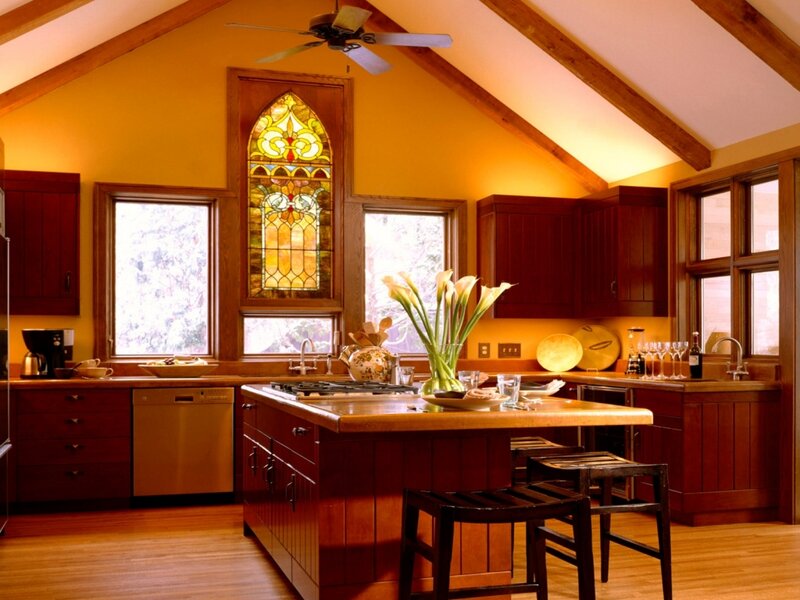 Kitchen with Stained Glass