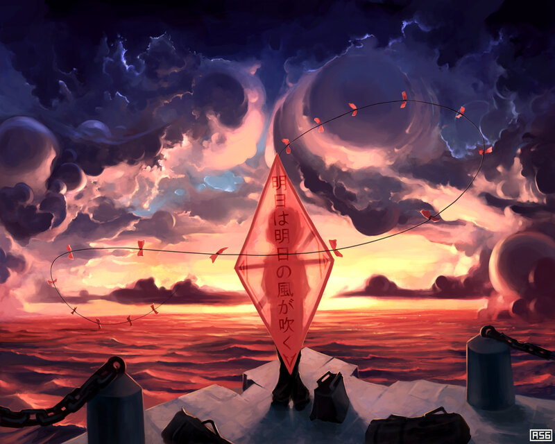 Kite at sunset over the sea