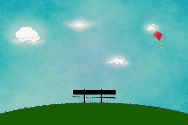 Kite flying on a hill
