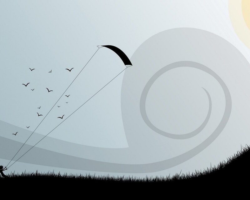 Kite flying on a windy day