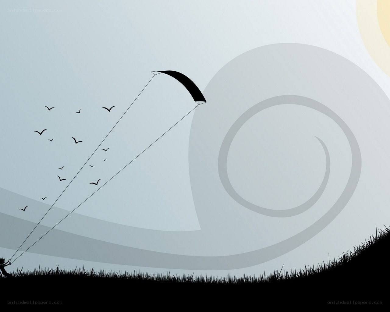 Kite flying on a windy day