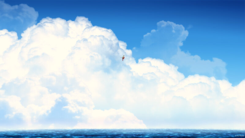 kite flying over the ocean