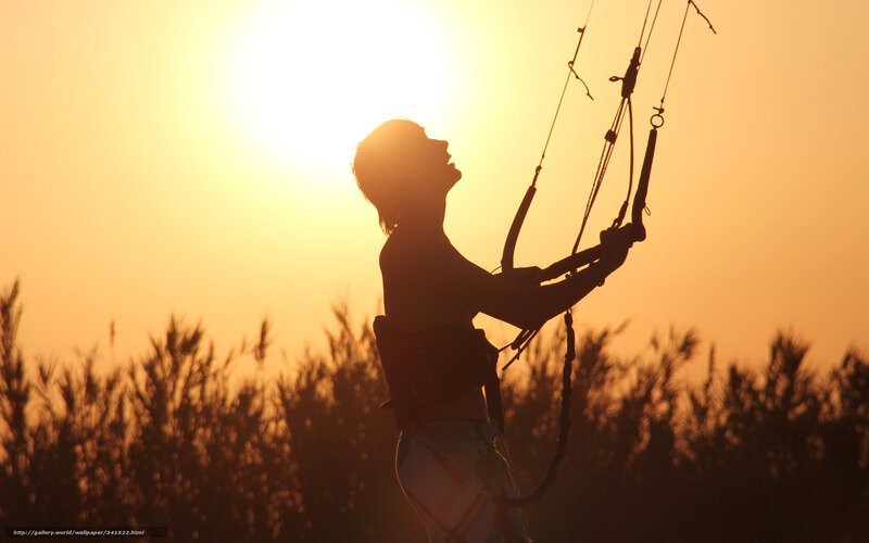 kite surfer at sunset