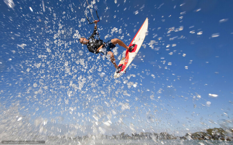 Kite Surfer in Mid-air — Blue