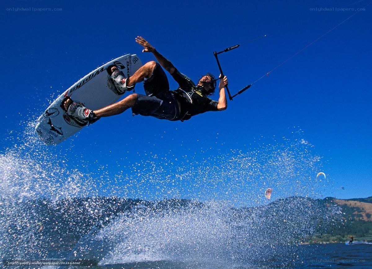 kite surfer in mid-air jump