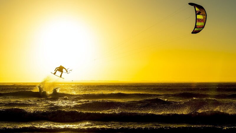 Kite Surfer in Mid-air — Yellow