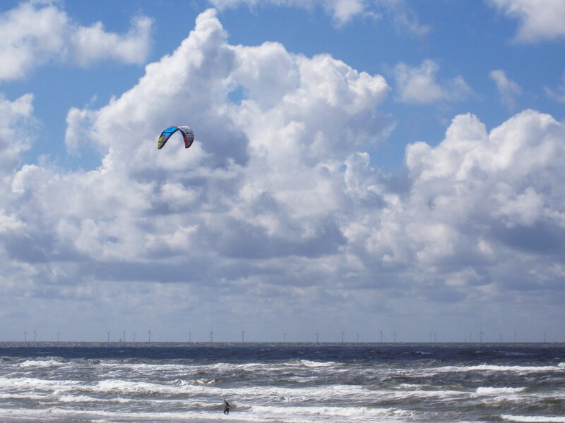 Kite Surfer in Ocean — Blue