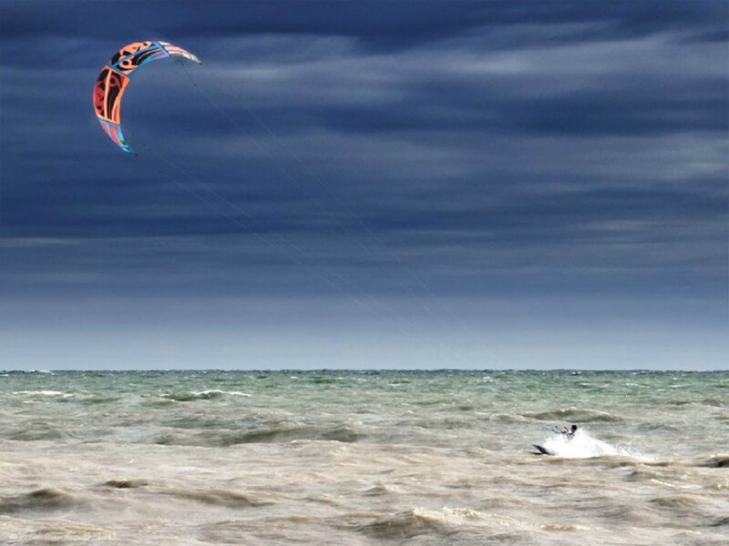 Kite Surfer on Ocean — Blue