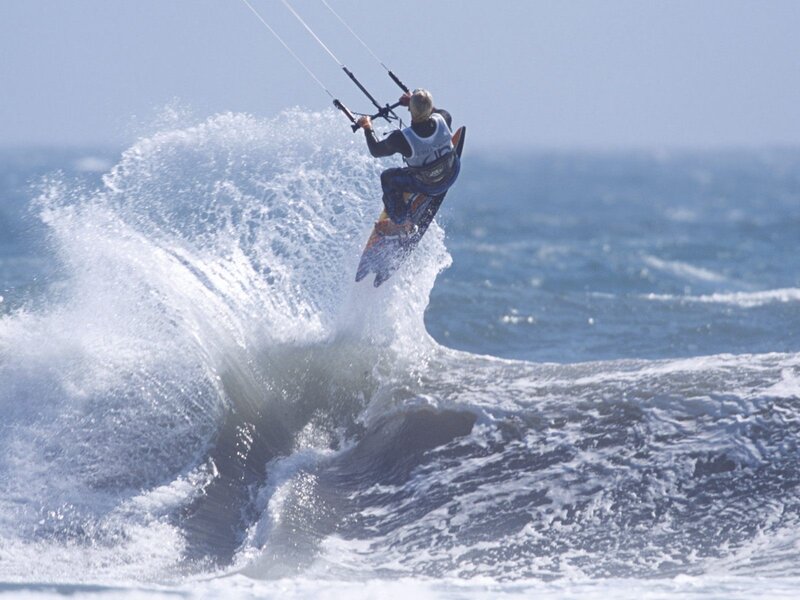 Kite Surfer on Wave — Blue, Dynamic