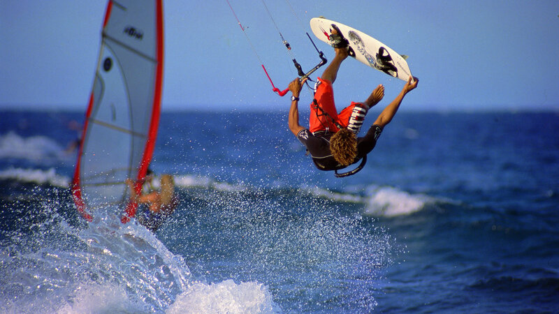 Kite Surfer Performing Trick
