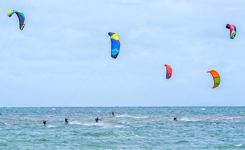 Kite Surfers on Ocean