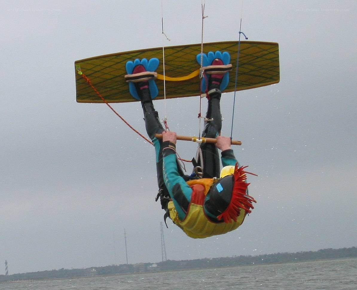 kiteboarder performing aerial trick