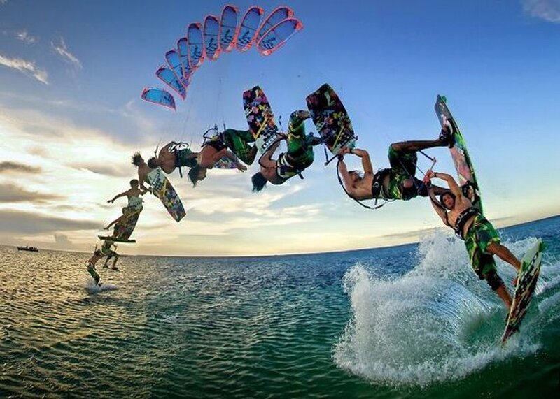 Kiteboarder Performing Trick