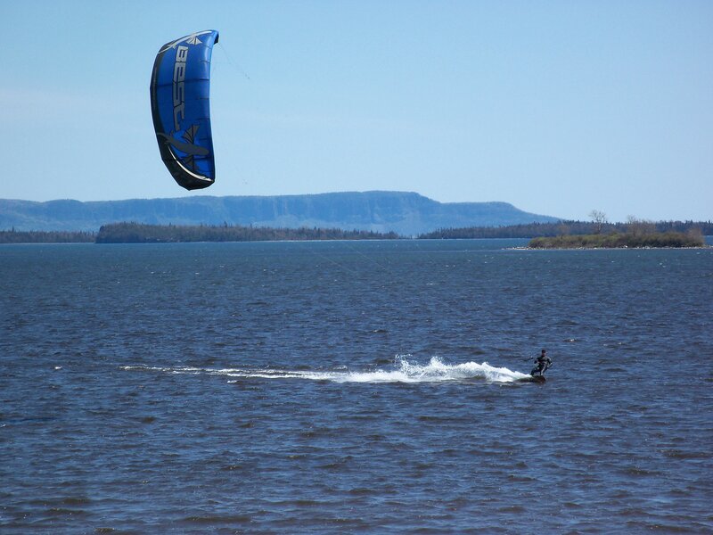 kiteboarding on a large lake
