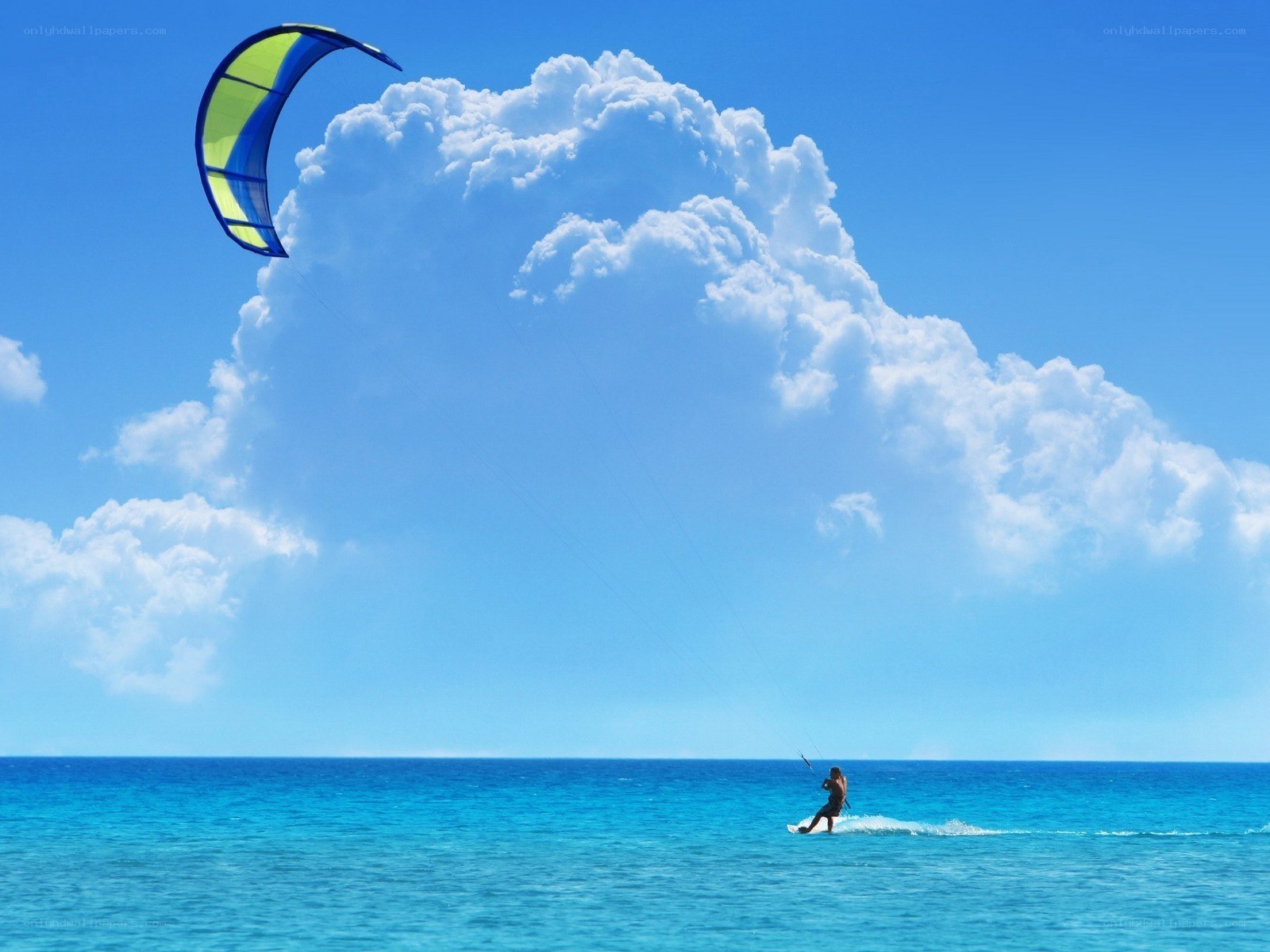 Kiteboarding on a sunny day