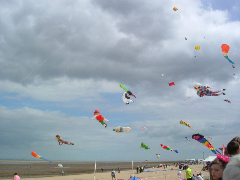 Kites flying at the beach
