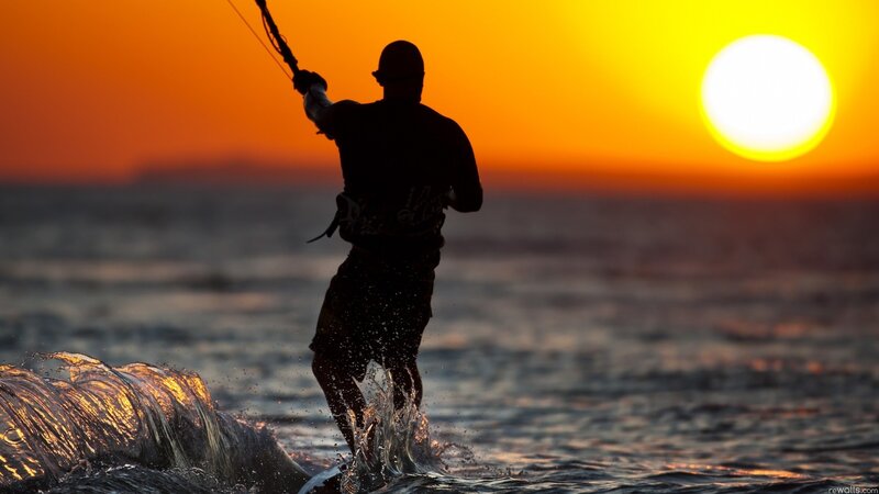 kitesurfer at sunset