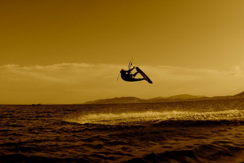 kitesurfer in mid-air jump