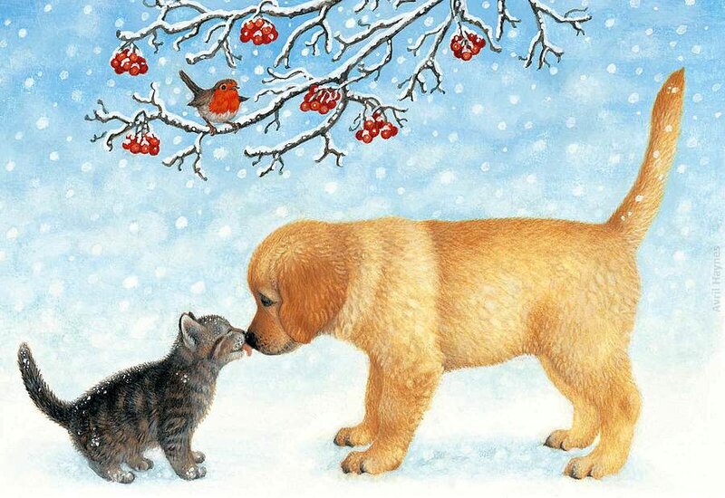 Kitten and Puppy — Blue