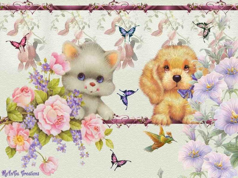 Kitten and Puppy Illustration