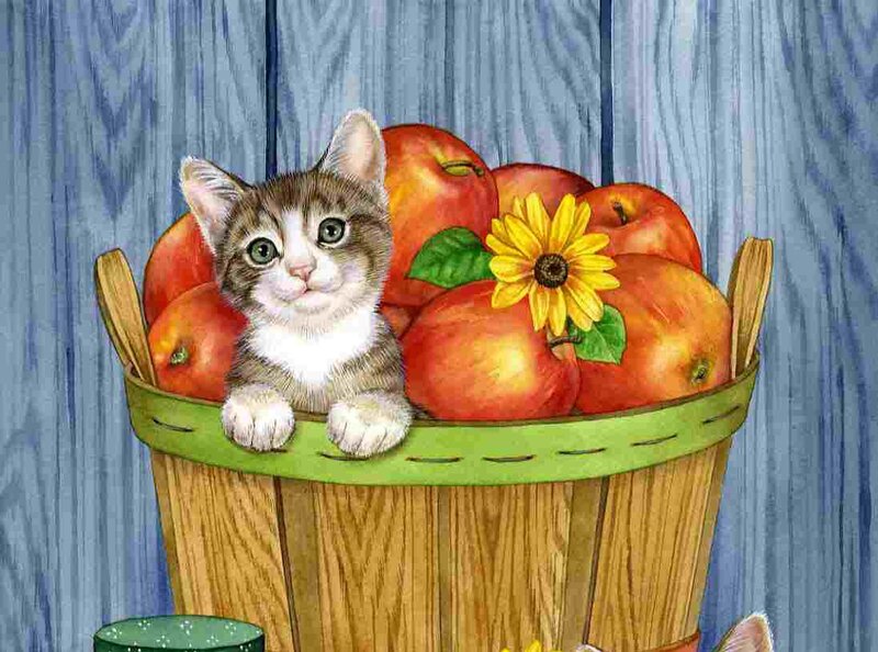 Kitten in Apple Basket