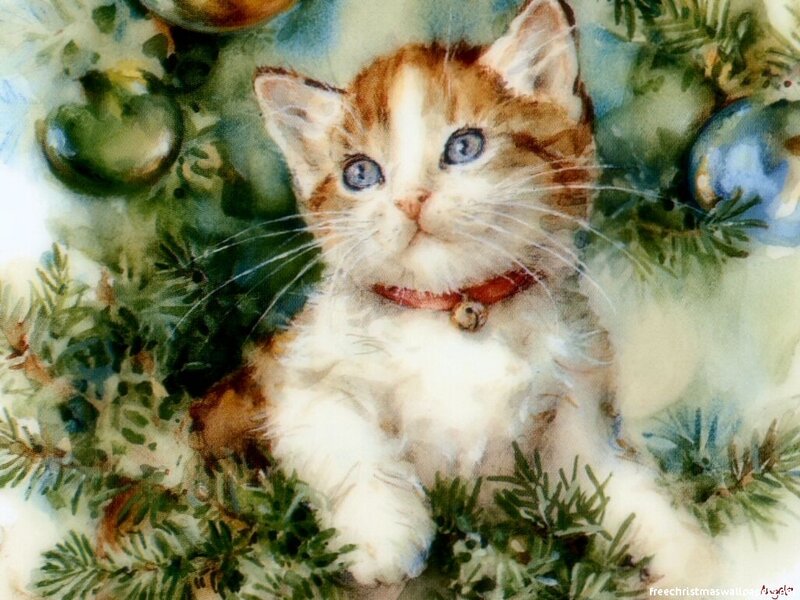Kitten in Christmas Tree — Green