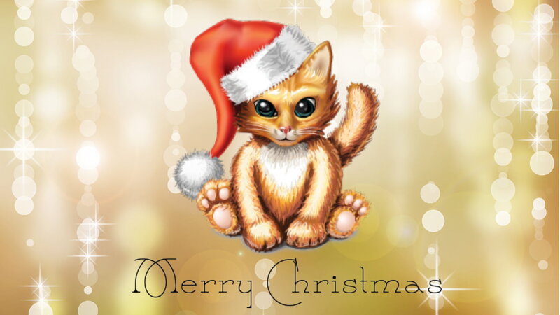 Kitten in Santa Hat — Gold